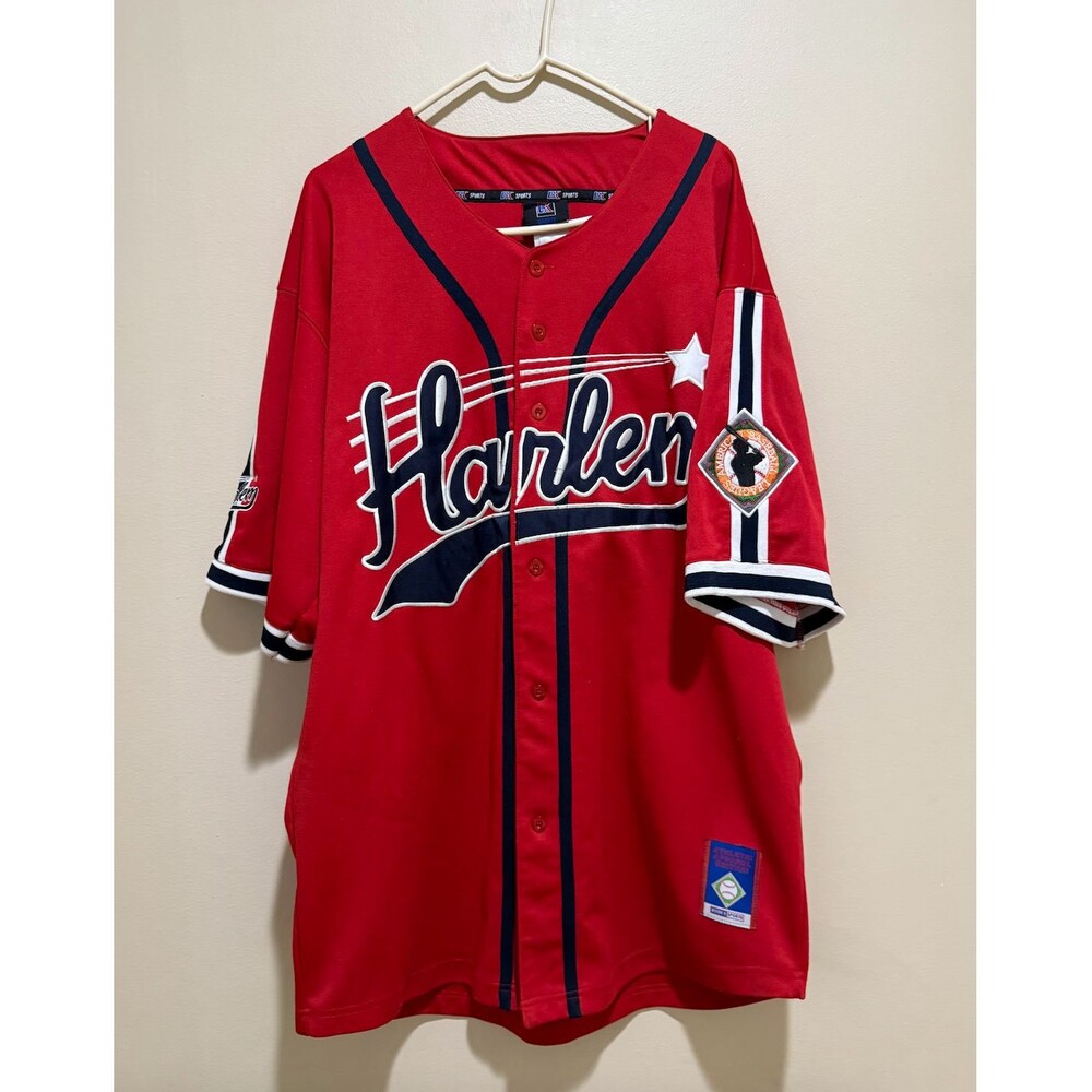 Vintage BX Sports Harlem Baseball Jersey #15 Red Embroidered NYC Hip Hop Y2K XL